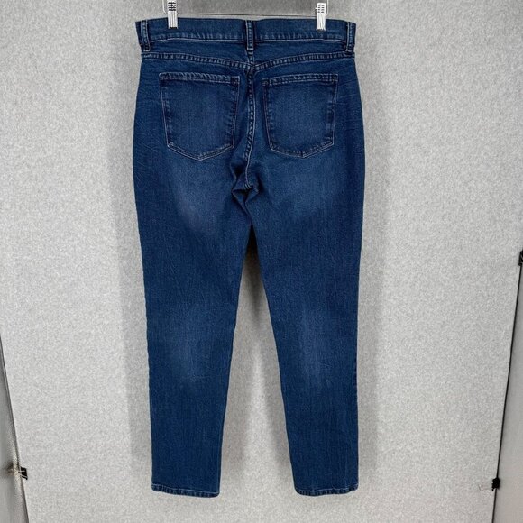 Mott Bow Womens Boyfriend Straight Leg Jeans Size 32 Medium Blue Denim Stretch - Picture 3 of 11